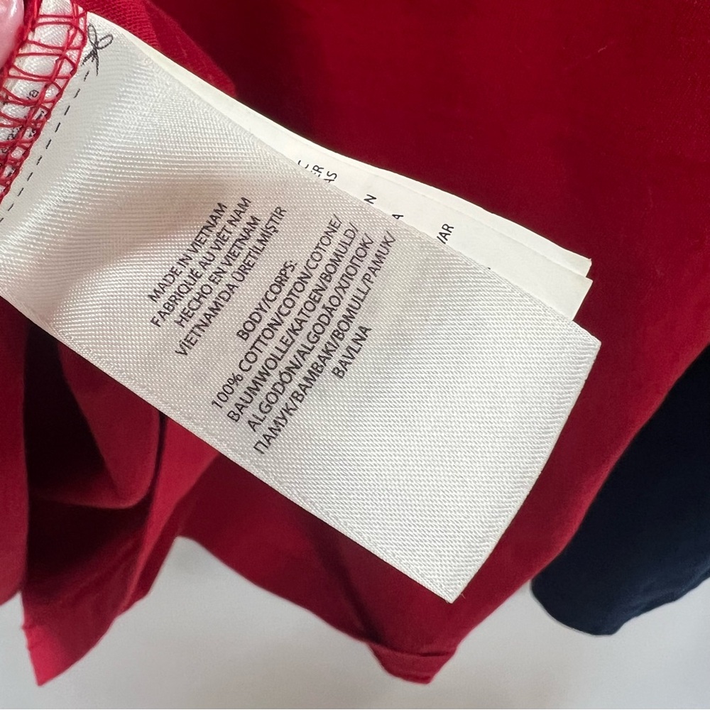 Polo Ralph Lauren Long Sleeve Hooded Shirt Red Blue Colorblock Cotton Large - Picture 5 of 5